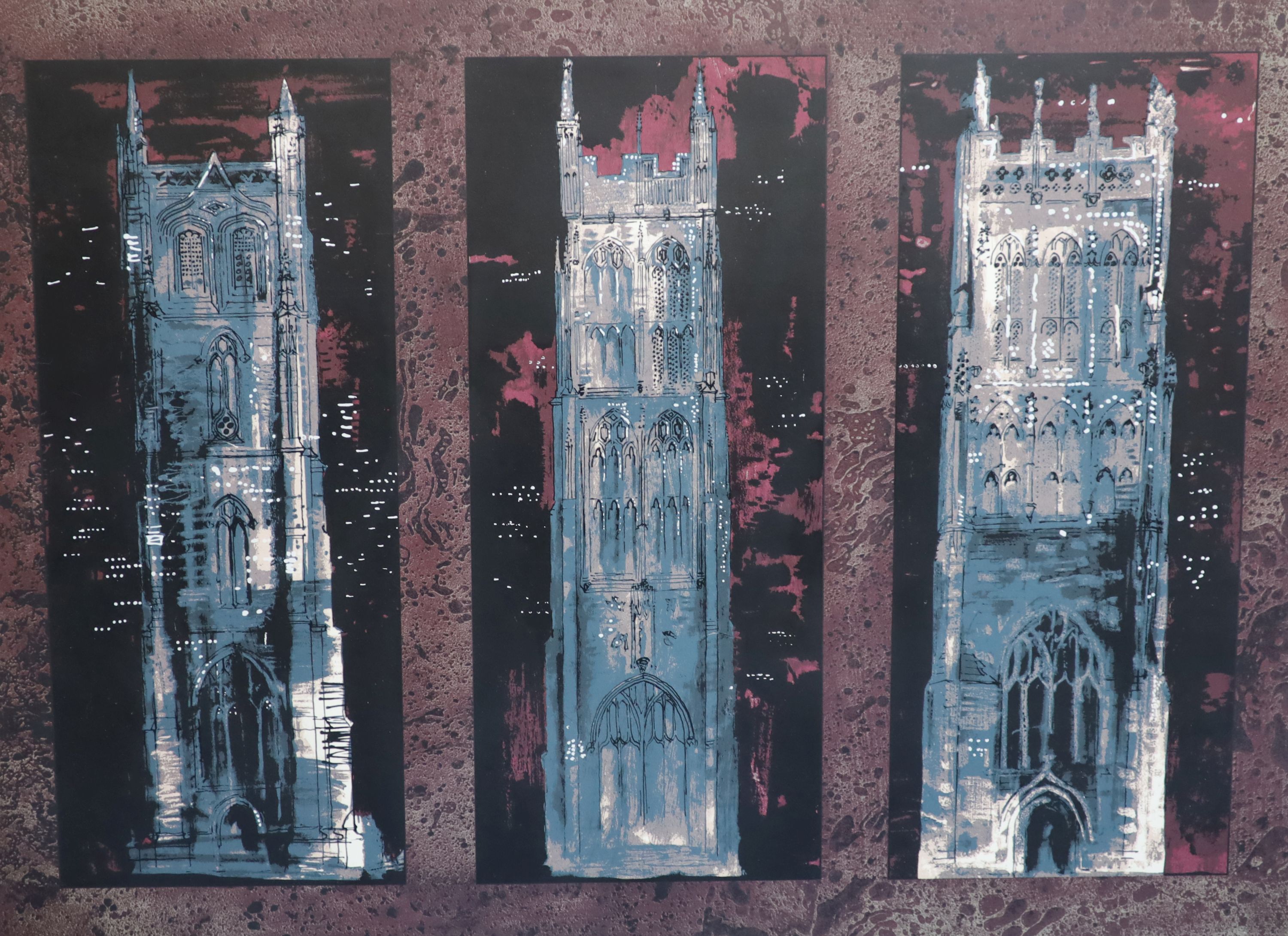 John Piper, Three Somerset Towers, (Levinson 236), Screenprint, 69 x 94 cm.